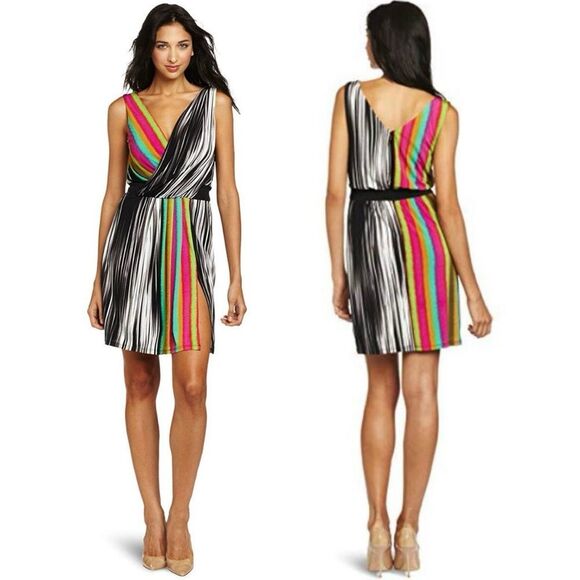 Maggy London Rainbow Surplice Midi Dress - Picture 3 of 16